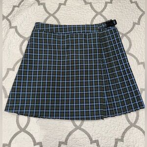 Wild Fable Green and Blue Plaid Pleated Mini Skirt with Buckle Women’s Small
